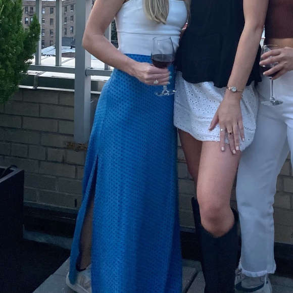 WILDFOX Maxi Skirt - XSmall - Diamond Slit Design - Blue and Black - Picture 5 of 6